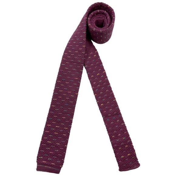 🆕COLOURS BY ALEXANDER JULIAN Purple Knit Wool DESIGNER Slim Tie USA - Picture 1 of 4